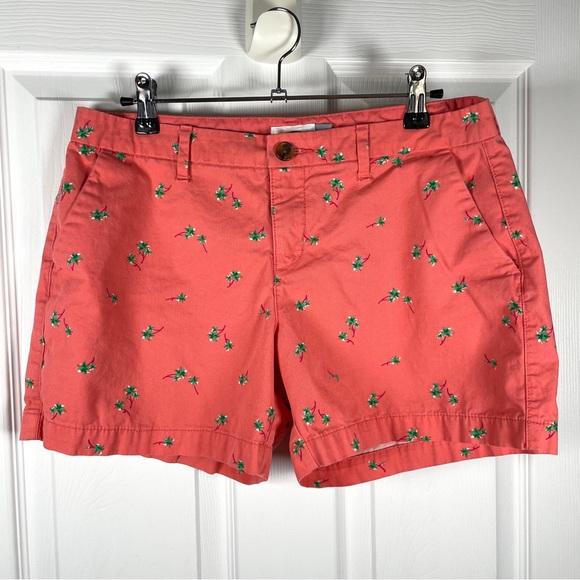 Old Navy Women’s Size 6 Chino Flat Front Shorts Pink Palm Tree Print - Picture 1 of 9